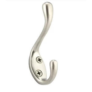 Lot of 4 Richelieu 3-1/2” Matte Nickel Double Utility Hooks BP6514184 22LB Capac